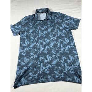 TravisMathew Men’s XL Polo Shirt Blue Pineapple Print Thanksgiving Point Golf